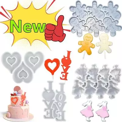 Silicone Lollipop Mould Tray Candy Lollypop Mold Sticks Rabbit Snowmen Pattern • $6.19