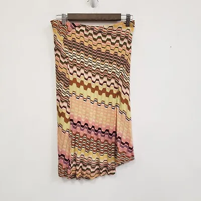 Missoni Womens Pull On Slinky Midi Skirt Size M 42 Multicolor Chevron Y2K Knit • $79.88