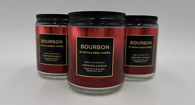 Bath & Body Works Mens Collection Bourbon Single Wick Candle 7 Oz S/3 #898K • $27.78