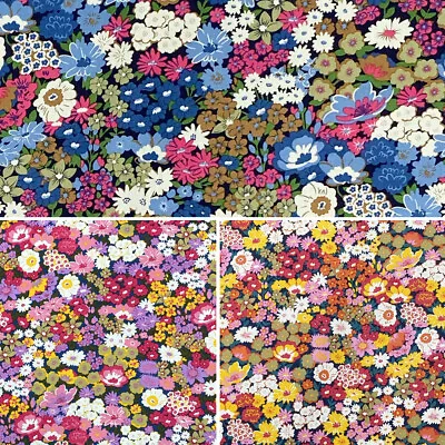 100% Cotton Poplin Fabric Liberty Bell Bunched Floral Flowers Vintage • £5.75