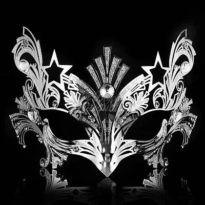Luxury Metal Venetian Mardi Gras Masquerade Mask For Women M3225 [Silver] • $9.95