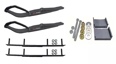 C&A Pro Black Razor Snowmobile Skis W/ 6  Round Bars Complete Kit • $368.02