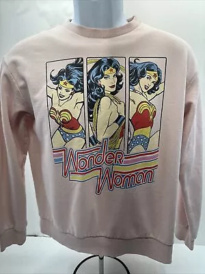 H&M DC Wonder Woman Graphic Sweatshirt Size Small Pink Comic Book Graphic Top • $12.90