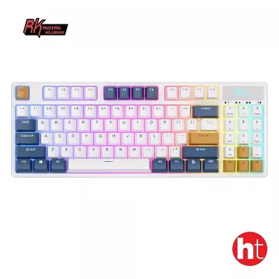 ROYAL KLUDGE RK89 Wireless RGB 89 Keys Hot Swappable Mechanical Keyboard (White) • $91