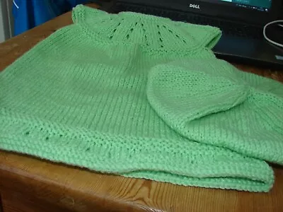 NEW Hand Knitted Baby 20 Inch 51 Cms GREEN DRESS SET X 2  6/12 Months • £5