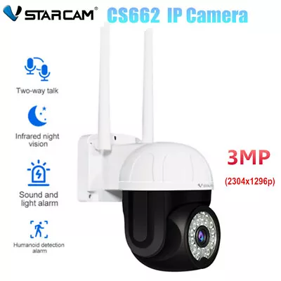 Vstarcam CS662 3MP HD Smart Outdoor Red & Blue Light Alarm IP Camera Waterproof • $57.99