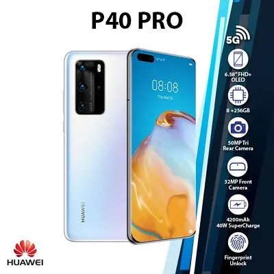 (New) Huawei P40 Pro 5G 8GB+256GB Dual SIM Unlocked Android Mobile Phone - WHITE • $1172.29