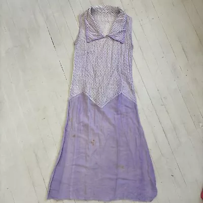 Incredible Vintage 1920s 30s Cotton Purple Lavender Eyelet Lace Sun Faded Dress • $75