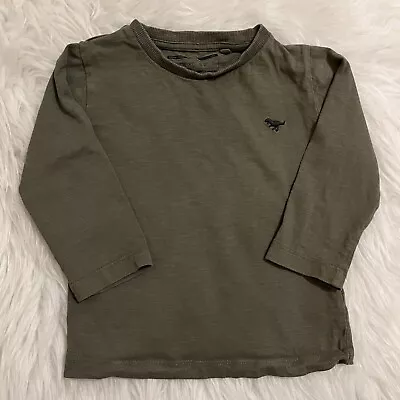 Next Olive Green Top Size 12-18 Months Long Sleeve T-Shirt Plain Base Layer • £2