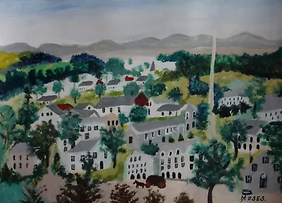 Rare Fine Unique American Landscape Painting Signed Grandma Moses W COA • $349
