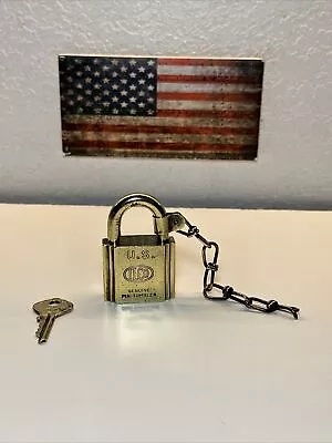 Vintage ILCO U.S. Government Or Military Pin Tumbler Brass Padlock With Key • $75