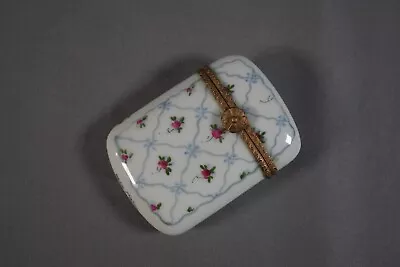 Vtg Limoges France Hand Painted Porcelain Trinket Box - White Flower Box • $9.99