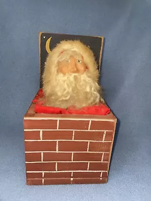 Vintage 1990 Wooden Box Crafted Peeping Santa Claus Stuck In Chimney RARE 9.5” • $19.99