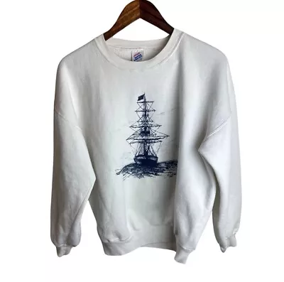 Vintage 80’s U.S Brig Niagara Erie PA Ship Art Crewneck Sweatshirt Size Large • $39.99
