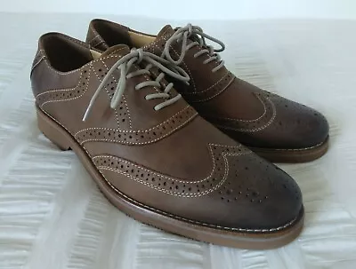 G.H Bass Brogue Leather Shoes UK 9.5 US 10M Jax Oxford Wingtip Brown *Brand New* • £57.99