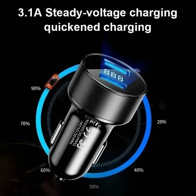 Car Charger USB 12.5V Fast LED  Cigarette Lighter Socket 2 Port Adapter • £5.99