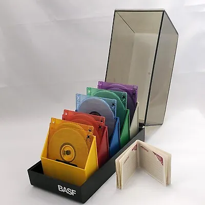 Vintage BASF Floppy Disk 3.5  Holder Case Storage With 8 Floppy Disks 3.5  NEW • $29