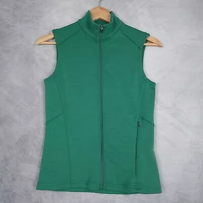 Ibex Vest Womens Small Measures XXS Green Full Zip Merino Wool Knit Mock Neck • $28.88