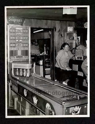 Crown Bowler Shuffleboard Bar/diner Lady Seagram's Old/vintage Photo- H3 • $7.99