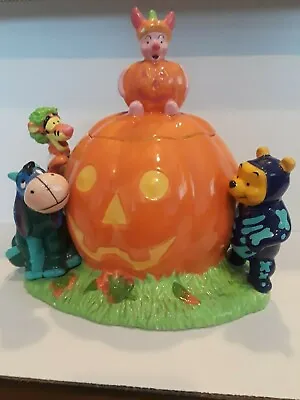 Vintage Disney Halloween Cookie Jar Pooh Piglet Tigger Eeyore Dinosaur 1998 READ • $275