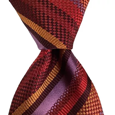 DUNHILL Men's 100% Silk Classic Necktie ENGLAND Designer STRIPED Multi-Color EUC • $34.99