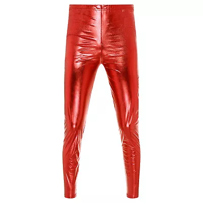 Mens PU Leather Pants Nightclub Slim Fit Trousers Muscle Skinny Pants Wetlook • $8.27