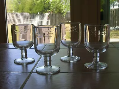 4 La Rochere Dragonfly 8 Oz Stemmed Water Wine Glasses Goblets 5.25  Made France • $21.95