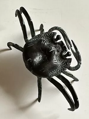 Meiji Period Japanese Bronze Crab Sculpture Antique Signed 5.5”x 3” 1850-1899 • $159