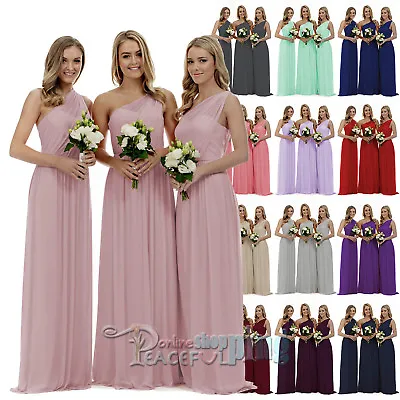 Chiffon One Shoulder Long Evening Formal Party Ball Gown Prom Bridesmaid Dresses • £41.90