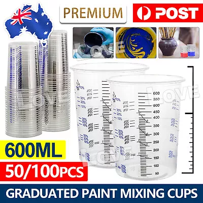 UP 50pcs Disposable Graduated Paint Mixing Cups UV Resin Epoxy Measuring Ratios • $18.85