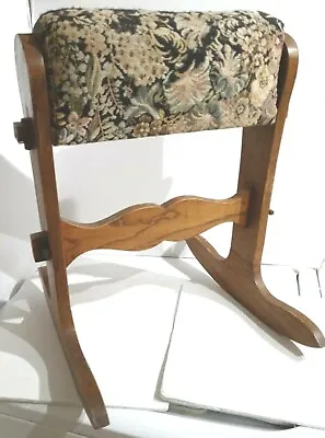 Antique Padded Tapestry Oak Rocking Gout Footstool   • $225