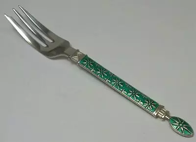 £34 • Buy Vintage Sterling Silver & Enamel Cake/Pastry Fork (5”) By J. Tostrup -Norway (2)