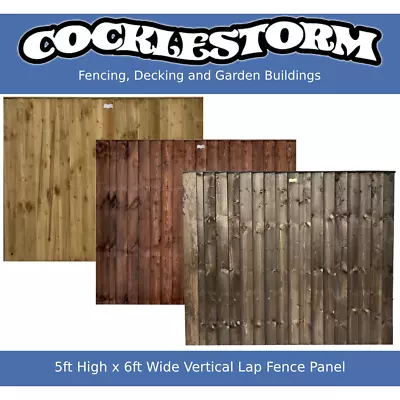 5ft High X 6ft Wide Vertical Lap Feather Edge Timber Garden Fence Panel • £44