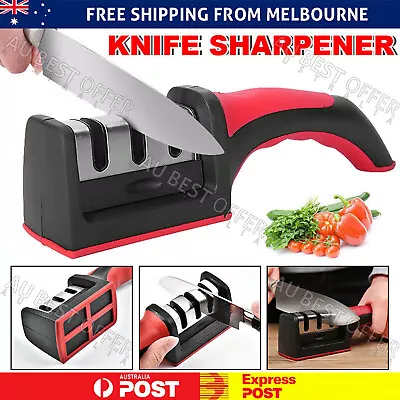 Knife Sharpener 3 Stage Kitchen Diamond Sharp Knives Scissor Sharpening Tool AU • $9.74