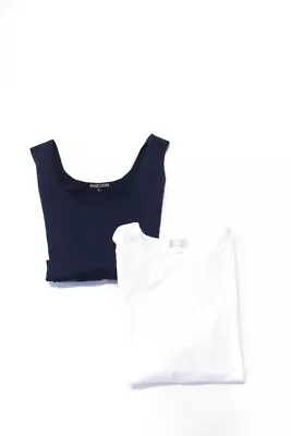 A Nue Ligne Miami Womens Stretch Knit Tank Top Tee Shirt White Blue Large Lot 2 • $41.49