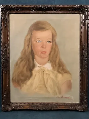 Vintage Ca.1960s Framed Original Oil On Canvas “Girls Portrait” Artist Signed • $140