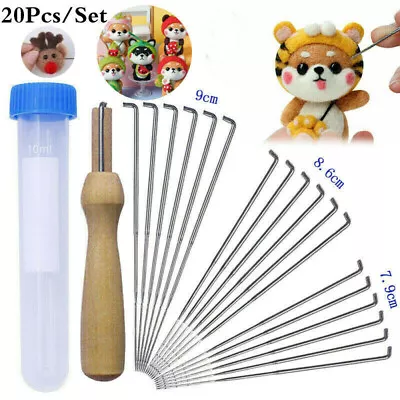 20pcs/set Felting Needles Set With Handle Wool Felt Tool Kit DIY Felting Starter • £3.49