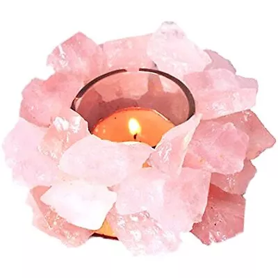 Crystal Rough Stone Votive Candle Holder Tealight Healing Reiki Rose Quartz • $19.90