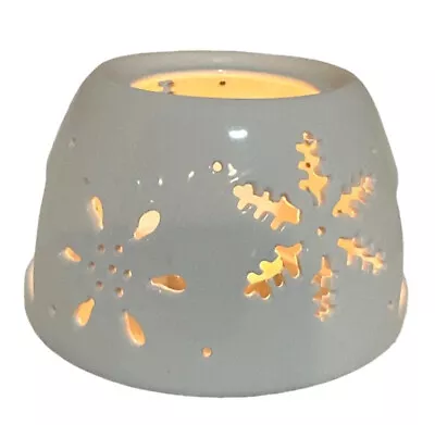 Crate & Barrel Votive Tealight Candle Holder White Snowflake Cut-out 3x5x5 In • $19.88