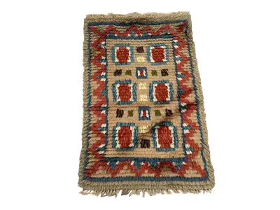 Vintage Swedish Mid Century Rya Rug Scandinavian Wool Flokati Carpet 79x51 Cm • $180