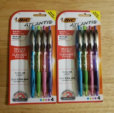 £8.32 • Buy (2 Packs) 4 BIC Atlantis Ball Pens Assorted Ink Medium Writes 2x Longer. 
