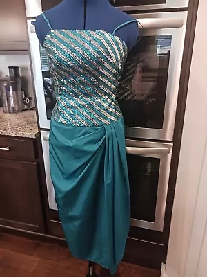 Vintage Alyce Design Blue-green And Silver Sequin  Dress 10 • $58