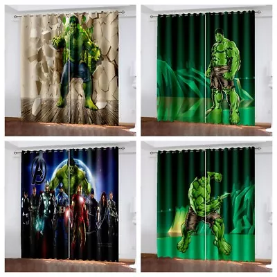 Boys 3D Marvel Hulk Curtains Bedroom Blackout Curtains Ring Top Eyelet Decorate • £31.80