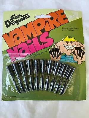 Vtg Vampire Nails Black Tips Fun Disguises Novelty Gag Gift Halloween Prop NEW • $6.99