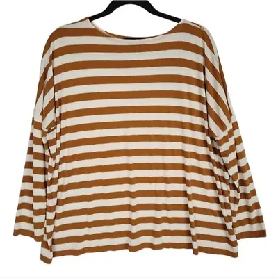 Hatch Maternity The Perfect Long Sleeve Tee Flowy Jersey Stretch Mustard Stripe • $26