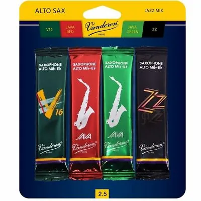 $44.77 • Buy Vandoren Alto Sax Jazz Reed Mix Card 1 X  ZZ, V16, JAVA Red & Green Strength 2.5