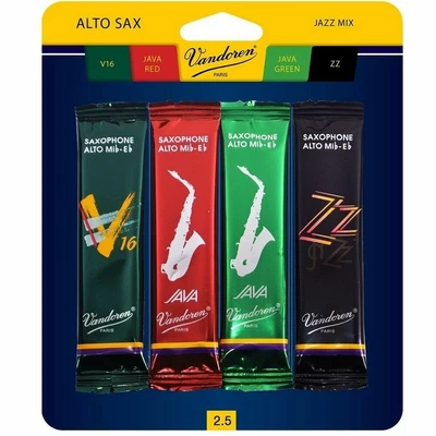$44.77 • Buy Vandoren Alto Sax Jazz Reed Mix Card 1 X  ZZ, V16, JAVA Red & Green Strength 2.5