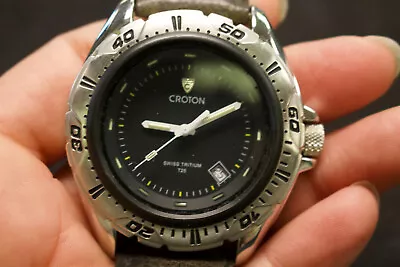 Croton Swiss Tritium Sharpshooter II Bulletproof Watch Black Band • $189.99
