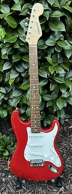 $135 • Buy Fender Starcaster Strat Electric Guitar Maroon Color With Stand