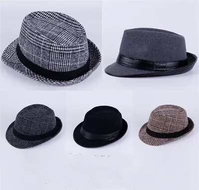 Plaid Tweed Fedora Hat Men Women Trilby Cuban Cap Panama Floral Winter • $13.41